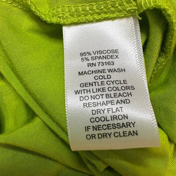 Vibrant Lime Green Cable & Gauge Short Sleeve Blouse Size XL - Picture 4 of 5